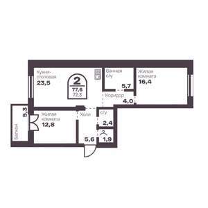2-к квартира, вторичка, 72м2, 3/24 этаж