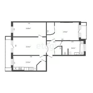 3-к квартира, вторичка, 77м2, 3/5 этаж