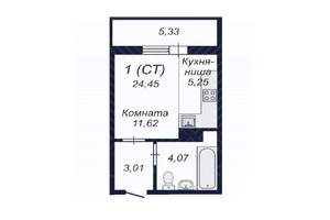 Студия квартира, вторичка, 24м2, 15/18 этаж