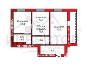 2-к квартира, вторичка, 59м2, 10/10 этаж