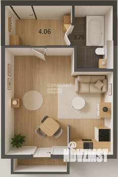 Студия квартира, вторичка, 24м2, 4/10 этаж