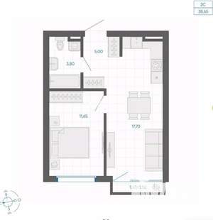 2-к квартира, вторичка, 29м2, 2/8 этаж