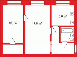 2-к квартира, вторичка, 45м2, 1/5 этаж