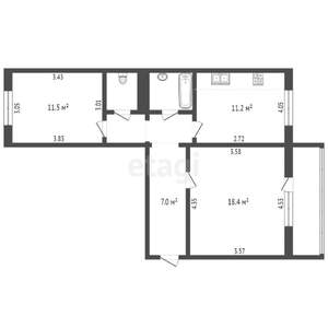 2-к квартира, вторичка, 56м2, 3/10 этаж