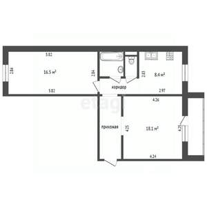 2-к квартира, вторичка, 57м2, 10/10 этаж