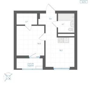 1-к квартира, вторичка, 32м2, 4/18 этаж