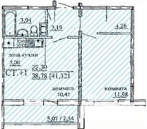 2-к квартира, строящийся дом, 41м2, 10/10 этаж