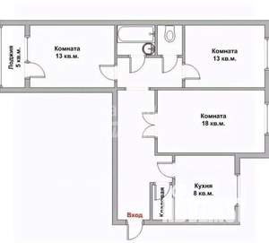 3-к квартира, вторичка, 64м2, 7/9 этаж