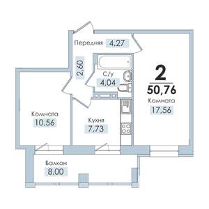 2-к квартира, вторичка, 51м2, 9/10 этаж
