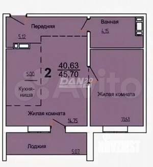 2-к квартира, вторичка, 46м2, 5/10 этаж
