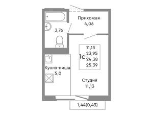 Студия квартира, строящийся дом, 24м2, 5/10 этаж