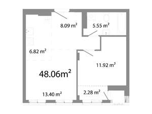 1-к квартира, строящийся дом, 48м2, 3/11 этаж