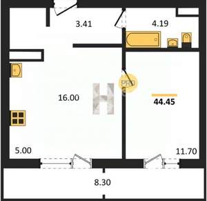1-к квартира, вторичка, 44м2, 4/17 этаж