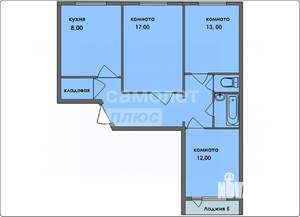 3-к квартира, вторичка, 65м2, 3/9 этаж