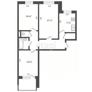 3-к квартира, вторичка, 67м2, 6/10 этаж
