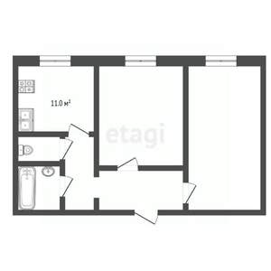 2-к квартира, вторичка, 57м2, 2/10 этаж