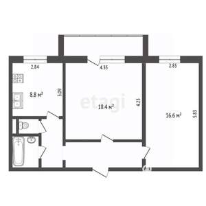 2-к квартира, вторичка, 57м2, 4/10 этаж