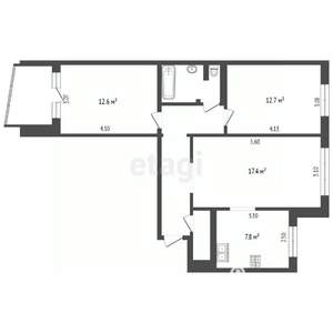3-к квартира, вторичка, 65м2, 6/9 этаж