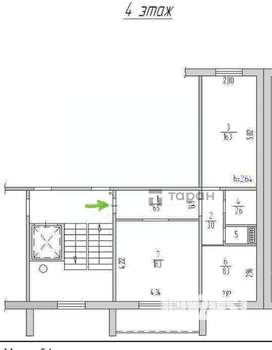 2-к квартира, вторичка, 56м2, 4/10 этаж