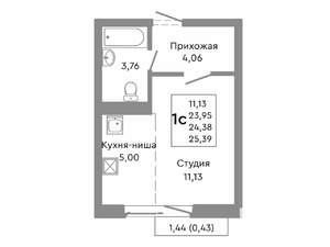 Студия квартира, строящийся дом, 24м2, 9/10 этаж