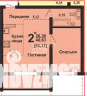 1-к квартира, вторичка, 40м2, 2/10 этаж