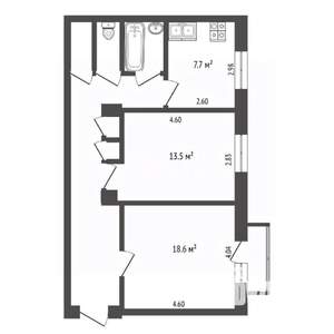 2-к квартира, вторичка, 62м2, 3/4 этаж