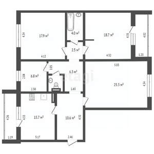 3-к квартира, вторичка, 113м2, 3/10 этаж