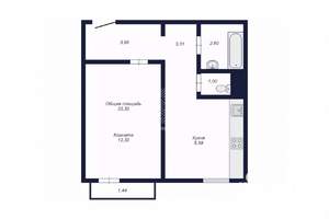 1-к квартира, вторичка, 32м2, 3/10 этаж