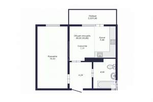 2-к квартира, вторичка, 41м2, 7/18 этаж
