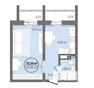 1-к квартира, вторичка, 38м2, 10/13 этаж