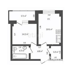 1-к квартира, вторичка, 49м2, 19/19 этаж