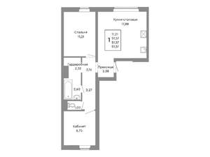 1-к квартира, строящийся дом, 52м2, 1/10 этаж
