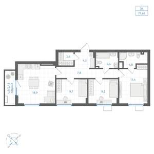 3-к квартира, вторичка, 78м2, 7/10 этаж