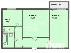 2-к квартира, вторичка, 48м2, 2/10 этаж