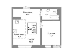 2-к квартира, строящийся дом, 41м2, 1/10 этаж