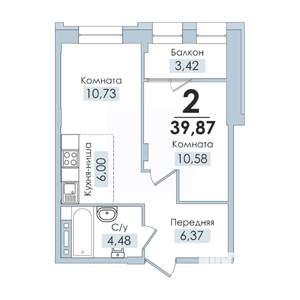 2-к квартира, вторичка, 40м2, 3/10 этаж