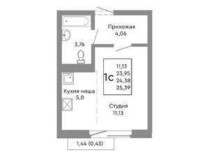 Студия квартира, строящийся дом, 24м2, 8/10 этаж