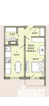 1-к квартира, вторичка, 41м2, 3/21 этаж