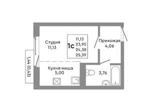 Студия квартира, строящийся дом, 24м2, 5/10 этаж