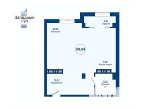 2-к квартира, вторичка, 68м2, 12/25 этаж