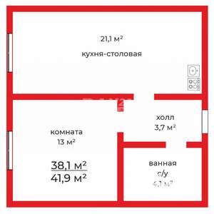 1-к квартира, вторичка, 41м2, 9/17 этаж