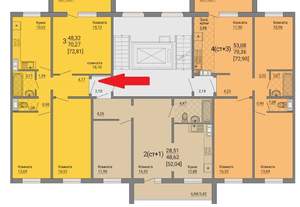 3-к квартира, вторичка, 70м2, 2/10 этаж