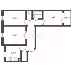 3-к квартира, вторичка, 65м2, 5/10 этаж