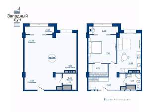 2-к квартира, вторичка, 66м2, 13/25 этаж