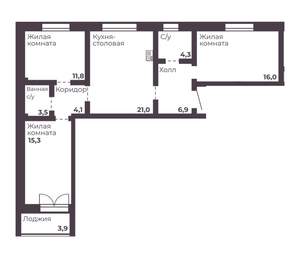 3-к квартира, вторичка, 83м2, 6/17 этаж