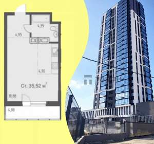 Студия квартира, вторичка, 35м2, 6/26 этаж