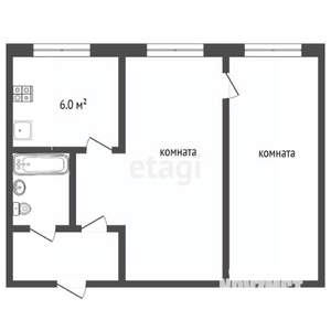 2-к квартира, вторичка, 43м2, 3/5 этаж