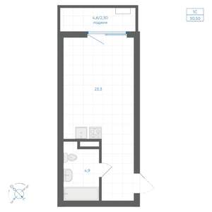 Студия квартира, вторичка, 31м2, 8/9 этаж