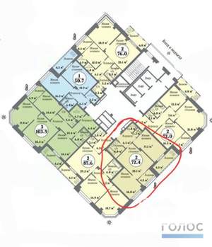 2-к квартира, вторичка, 72м2, 10/12 этаж