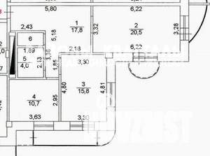 2-к квартира, вторичка, 71м2, 6/16 этаж